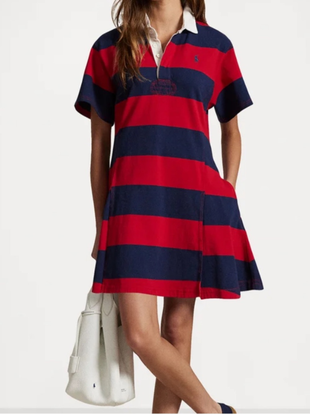 Polo by Ralph Lauren Red and Navy Striped Polo Mini Dress